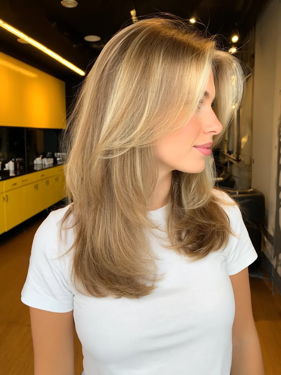 soft sandy blonde long layers